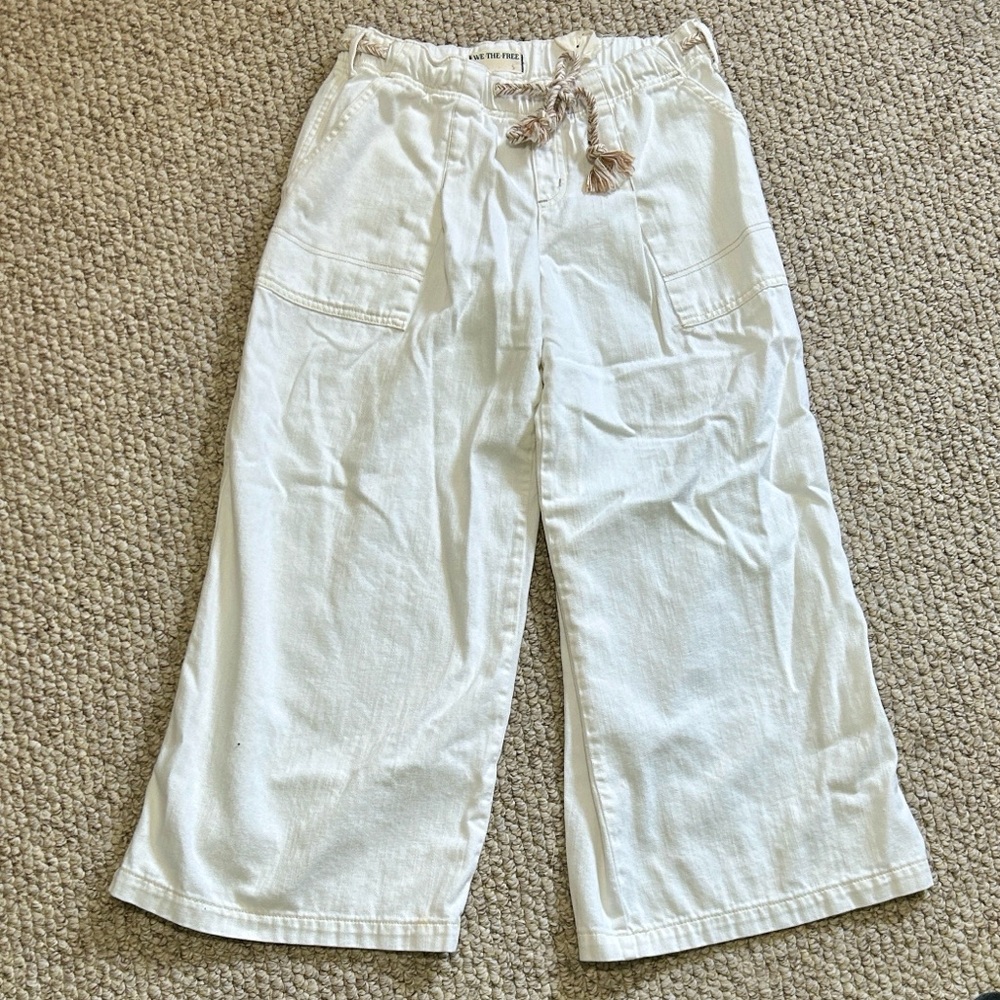 Free People We the Free cream pull-on wide leg pants-size small